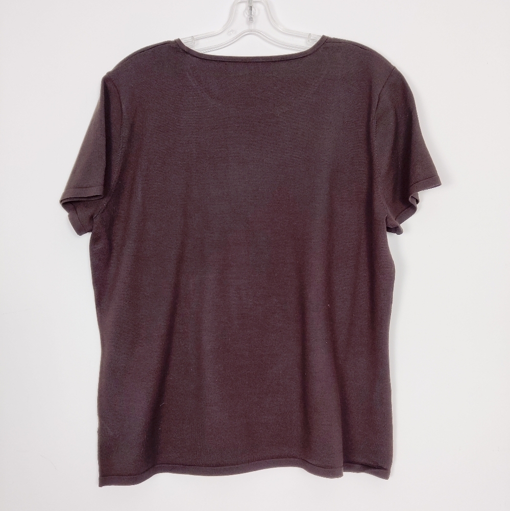Jones New York Women's Knit Blouse in Brown Size XL Silk Business Casual - Picture 2 of 6